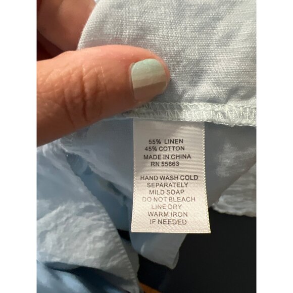 Cynthia Rowley Linen ablene Light Blue Textured Blouse 2X Lightweight Lagenlook - Picture 9 of 10
